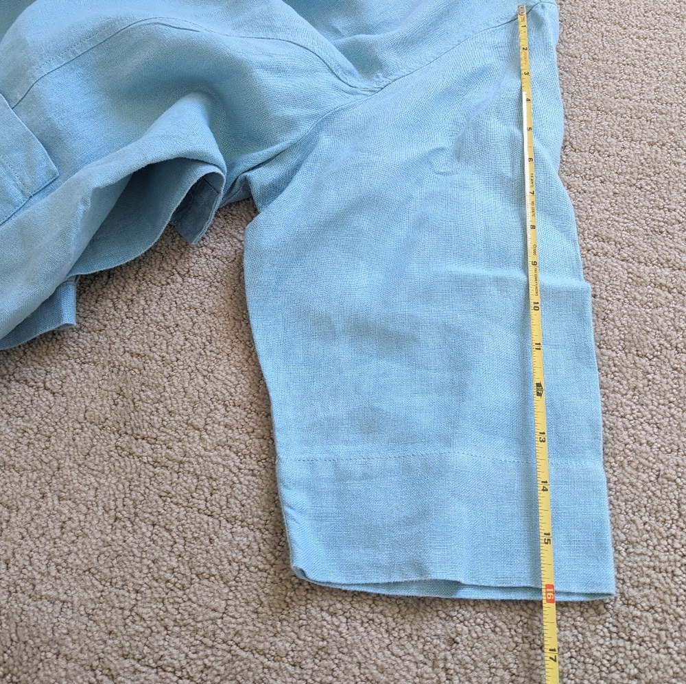 Eileen Fisher 100% Linen Blazer Jacket 1X Aqua Summer Coastal Work Lagenlook - Picture 7 of 7